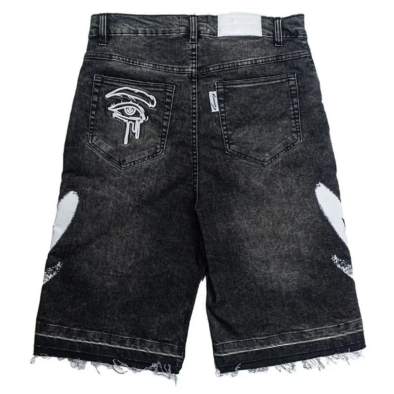 //black distressed jean shorts