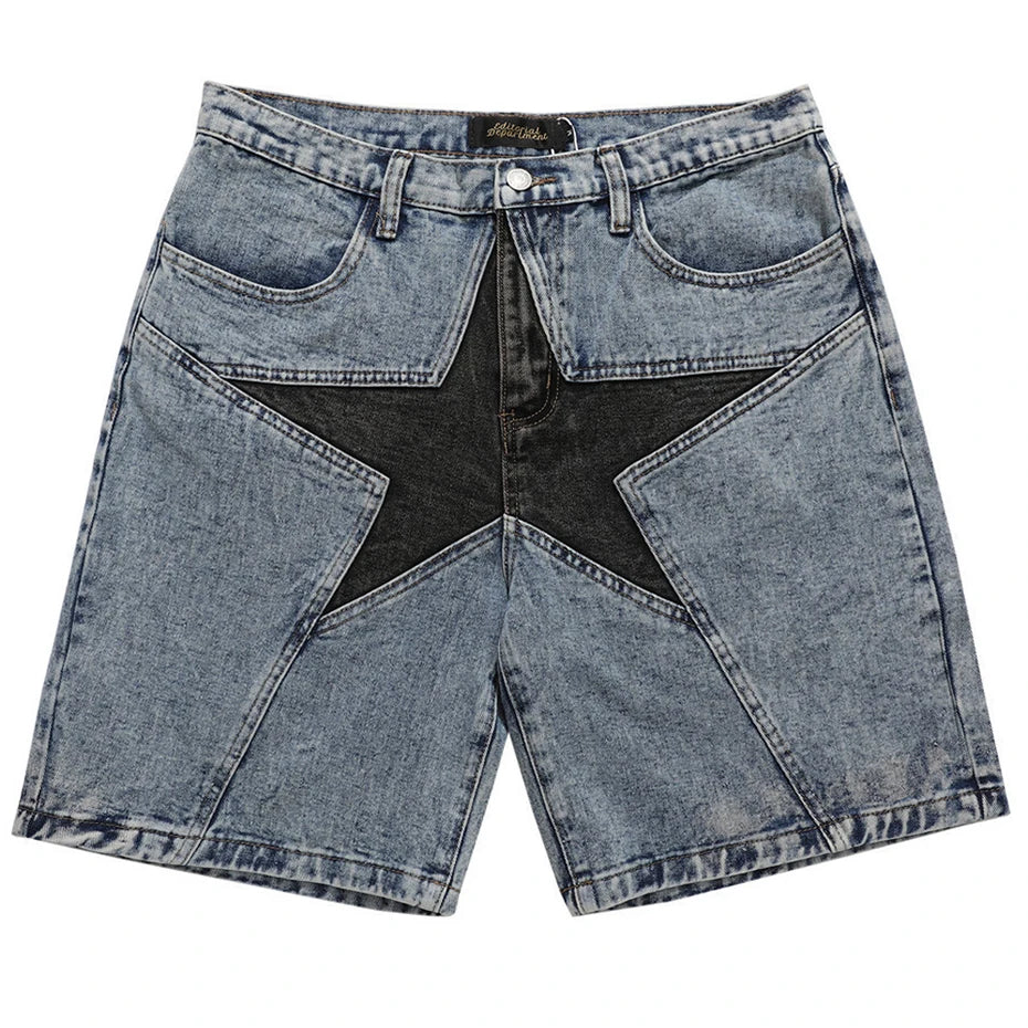 //Star denim jean shorts