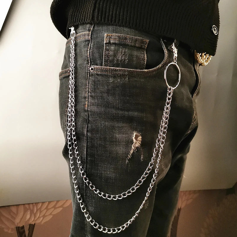 3 Layer Metal Wallet Chain Keychain Ring Clip