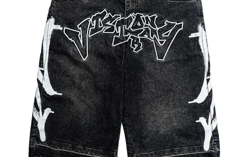 //black distressed jean shorts