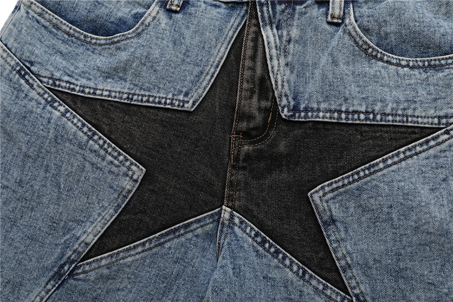 //Star denim jean shorts