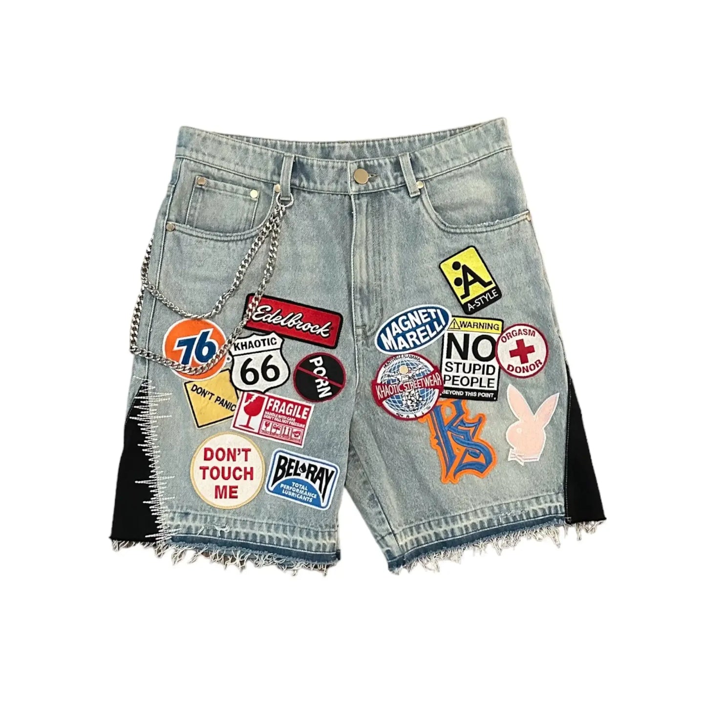 //Cartoon Patchwork Embroidery jean shorts