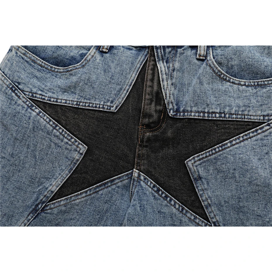 //Star denim jean shorts