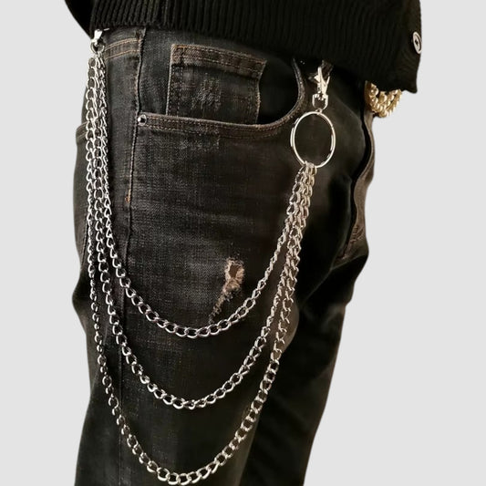 3 Layer Metal Wallet Chain Keychain Ring Clip